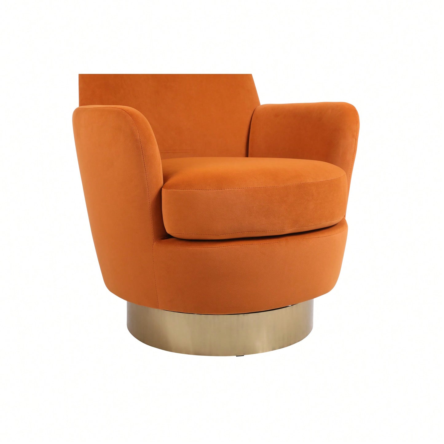 Vibrant Orange Velvet Swivel Barrel Chair with Gold Base - Cozy Accent Armchair for Living Room and Bedroom