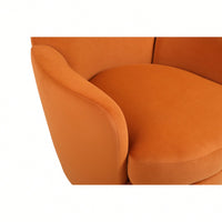 Vibrant Orange Velvet Swivel Barrel Chair with Gold Base - Cozy Accent Armchair for Living Room and Bedroom