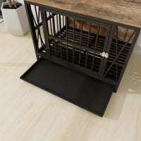 Rustic 32.67 Inch Dog Crate Furniture for Medium Dogs Up to 70 Lbs with Removable Tray and Durable Design Ideal as End Table and Pet Kennel