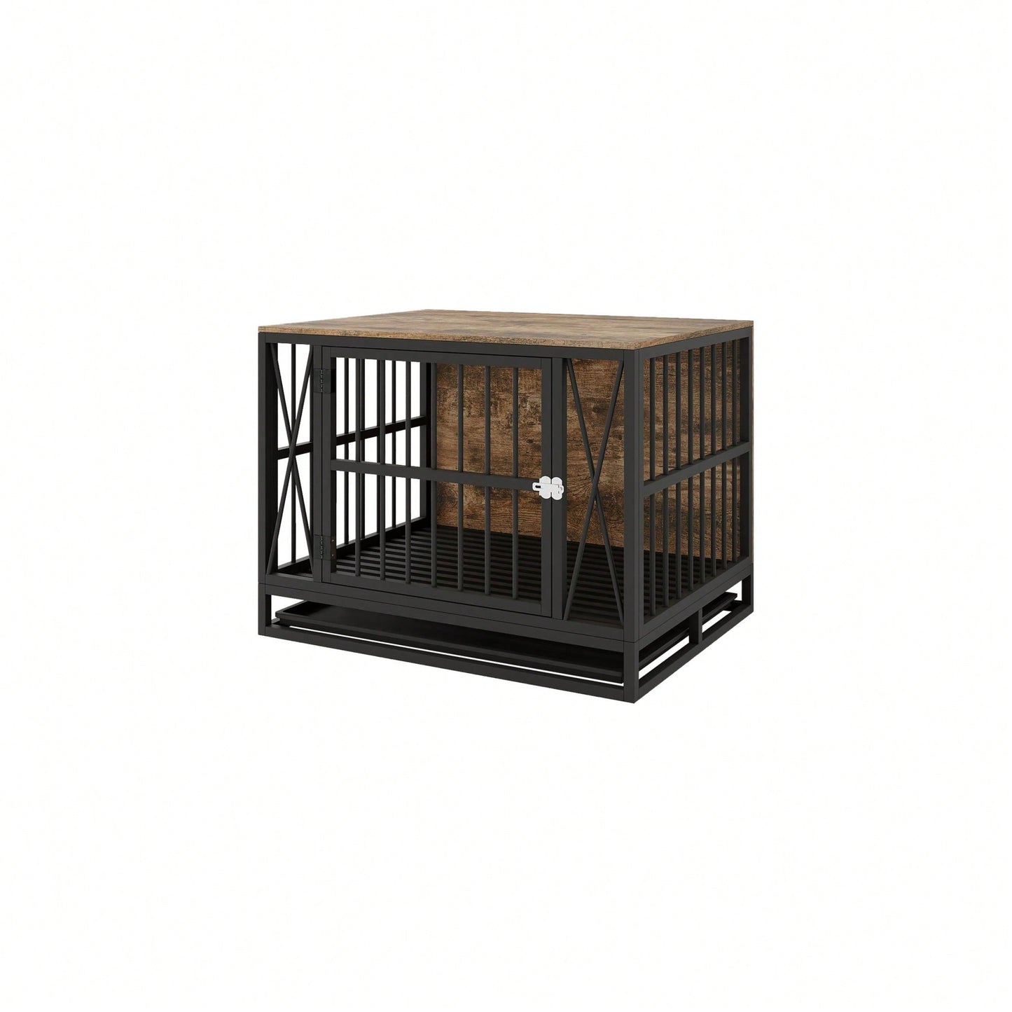 Rustic 32.67 Inch Dog Crate Furniture for Medium Dogs Up to 70 Lbs with Removable Tray and Durable Design Ideal as End Table and Pet Kennel