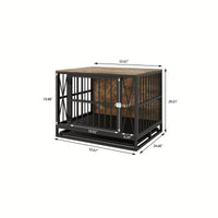 Rustic 32.67 Inch Dog Crate Furniture for Medium Dogs Up to 70 Lbs with Removable Tray and Durable Design Ideal as End Table and Pet Kennel