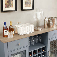 Modern Farmhouse Buffet Cabinet, Sideboard with 2 Drawers and Elegant Glass Door Cabinets