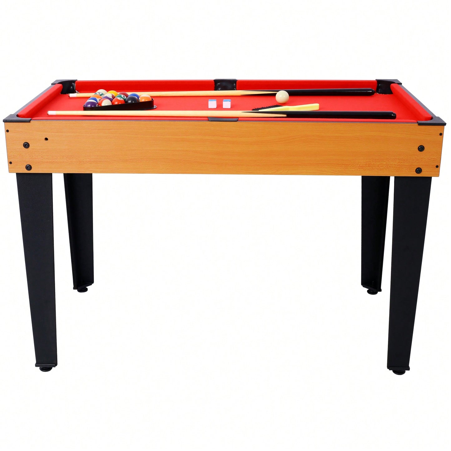 Versatile 5-In-1 Multi-Game Table - Enjoy Billiards, Air Hockey, Foosball, Table Tennis, And Basketball In Brown And Blue Finish