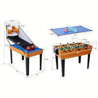 Versatile 5-In-1 Multi-Game Table - Enjoy Billiards, Air Hockey, Foosball, Table Tennis, And Basketball In Brown And Blue Finish