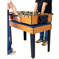 Versatile 5-In-1 Multi-Game Table - Enjoy Billiards, Air Hockey, Foosball, Table Tennis, And Basketball In Brown And Blue Finish