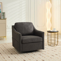 Dark Grey 360° Swivel Accent Chair with USB Port and Magazine Holder for Living Rooms and Hotel Bedrooms