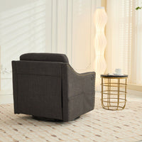 Dark Grey 360° Swivel Accent Chair with USB Port and Magazine Holder for Living Rooms and Hotel Bedrooms