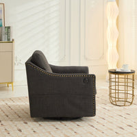 Dark Grey 360° Swivel Accent Chair with USB Port and Magazine Holder for Living Rooms and Hotel Bedrooms