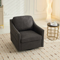 Dark Grey 360° Swivel Accent Chair with USB Port and Magazine Holder for Living Rooms and Hotel Bedrooms