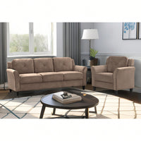 Stylish Brown Velvet Sofa For Two - Elegant Living Room Seating Solution