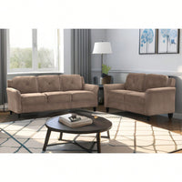 Stylish Brown Velvet Sofa For Two - Elegant Living Room Seating Solution