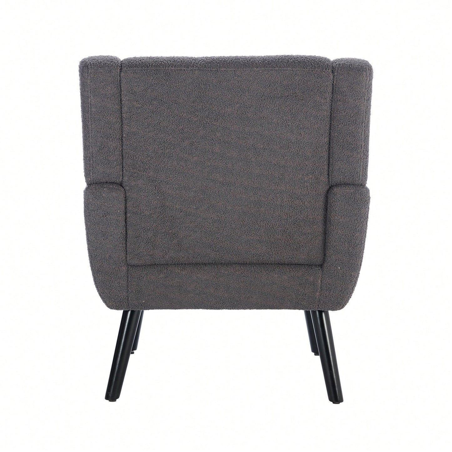 Ergonomic Soft Teddy Fabric Accent Chair For Living Room And Bedroom With Stylish Black Legs - Cozy Indoor Seating In Grey