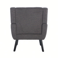 Ergonomic Soft Teddy Fabric Accent Chair For Living Room And Bedroom With Stylish Black Legs - Cozy Indoor Seating In Grey