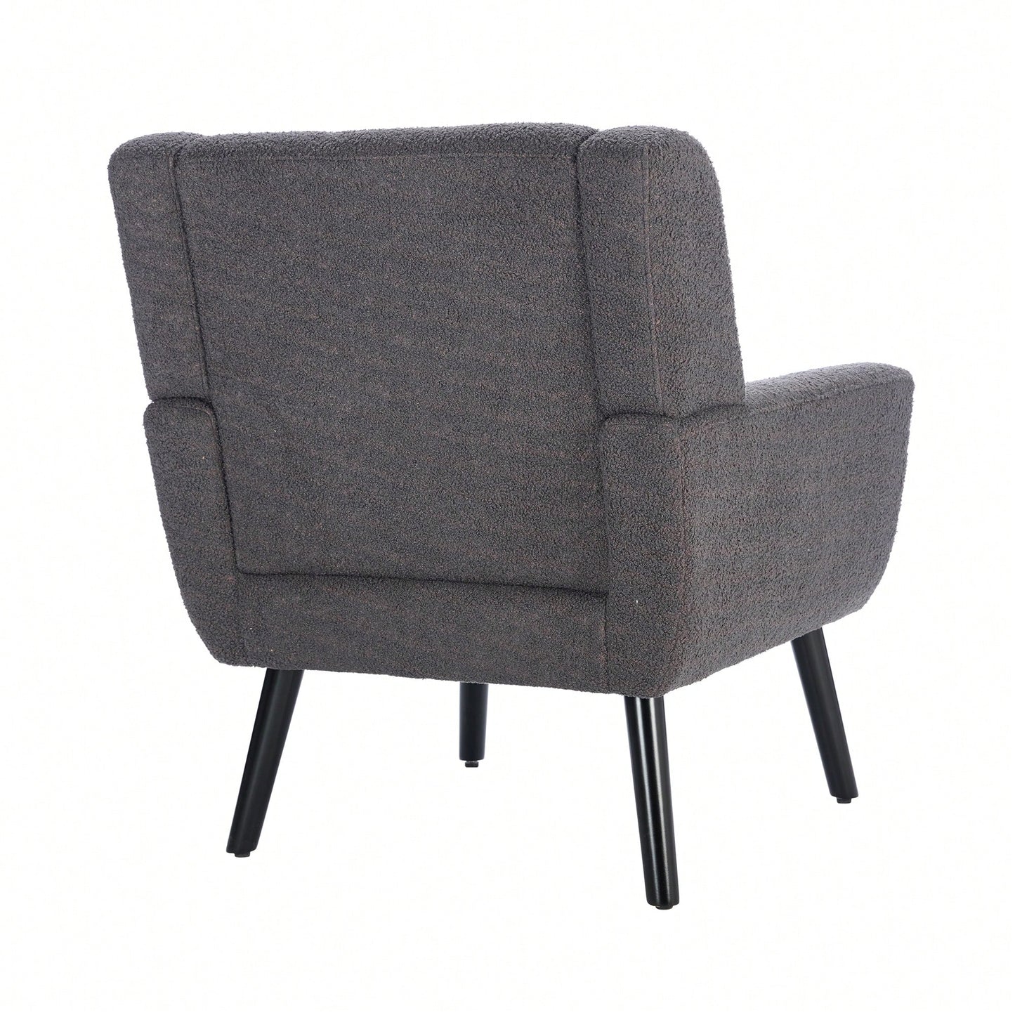 Ergonomic Soft Teddy Fabric Accent Chair For Living Room And Bedroom With Stylish Black Legs - Cozy Indoor Seating In Grey