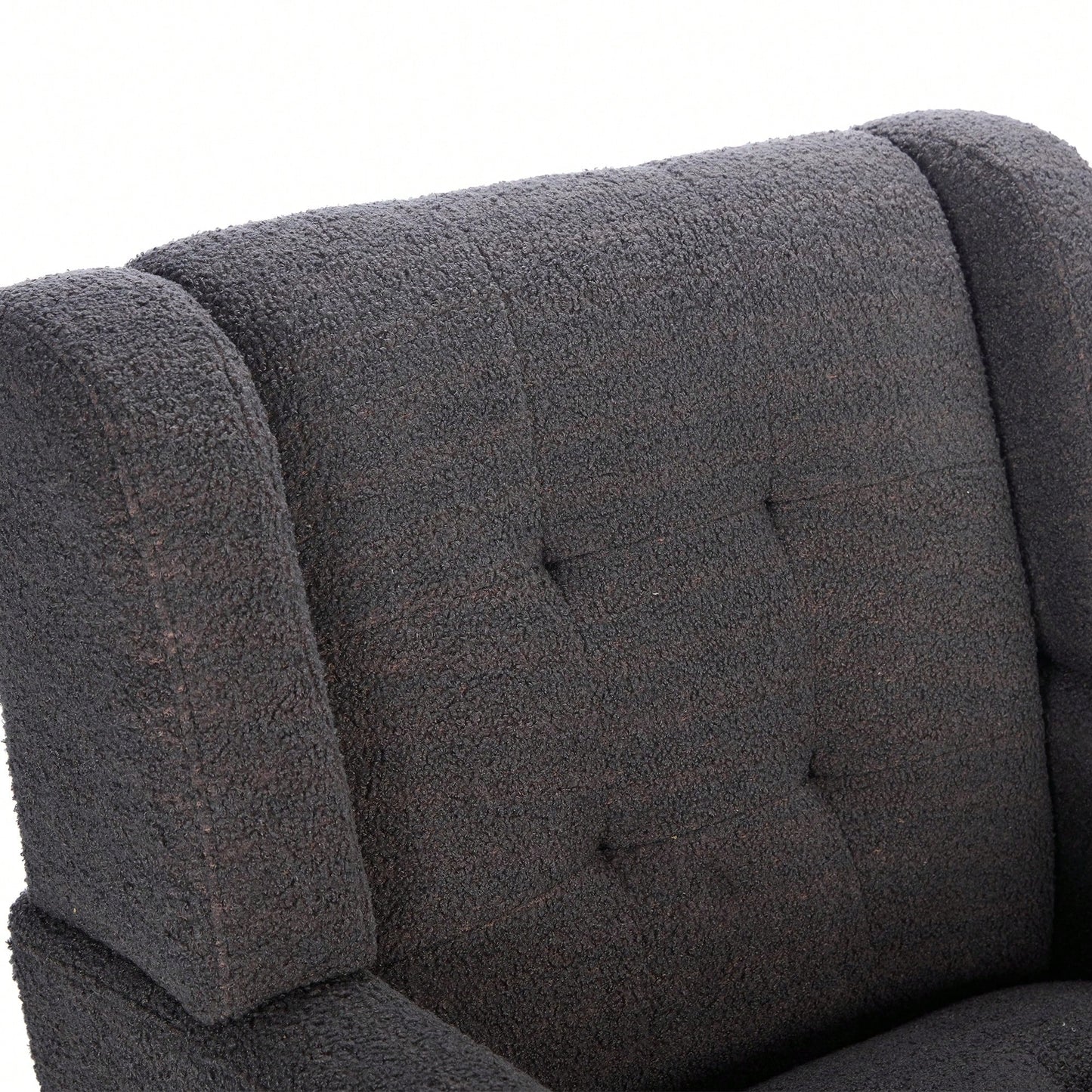 Ergonomic Soft Teddy Fabric Accent Chair For Living Room And Bedroom With Stylish Black Legs - Cozy Indoor Seating In Grey