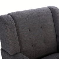 Ergonomic Soft Teddy Fabric Accent Chair For Living Room And Bedroom With Stylish Black Legs - Cozy Indoor Seating In Grey