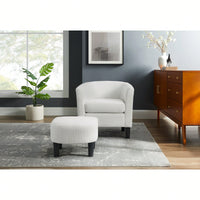 Stylish Upholstered Accent Chair With Ottoman - Cozy Corduroy Armchair For Living Room, Bedroom, And Office In White