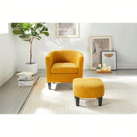 Stylish Upholstered Accent Chair With Ottoman - Cozy Corduroy Armchair For Living Room, Bedroom, And Office In White