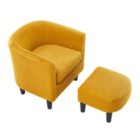 Stylish Upholstered Accent Chair With Ottoman - Cozy Corduroy Armchair For Living Room, Bedroom, And Office In White