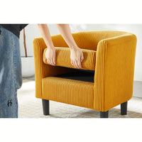 Stylish Upholstered Accent Chair With Ottoman - Cozy Corduroy Armchair For Living Room, Bedroom, And Office In White