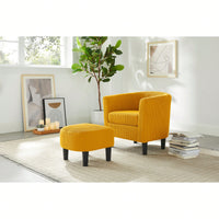 Stylish Upholstered Accent Chair With Ottoman - Cozy Corduroy Armchair For Living Room, Bedroom, And Office In White