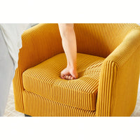 Stylish Upholstered Accent Chair With Ottoman - Cozy Corduroy Armchair For Living Room, Bedroom, And Office In White