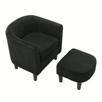 Stylish Upholstered Accent Chair With Ottoman - Cozy Corduroy Armchair For Living Room, Bedroom, And Office In White