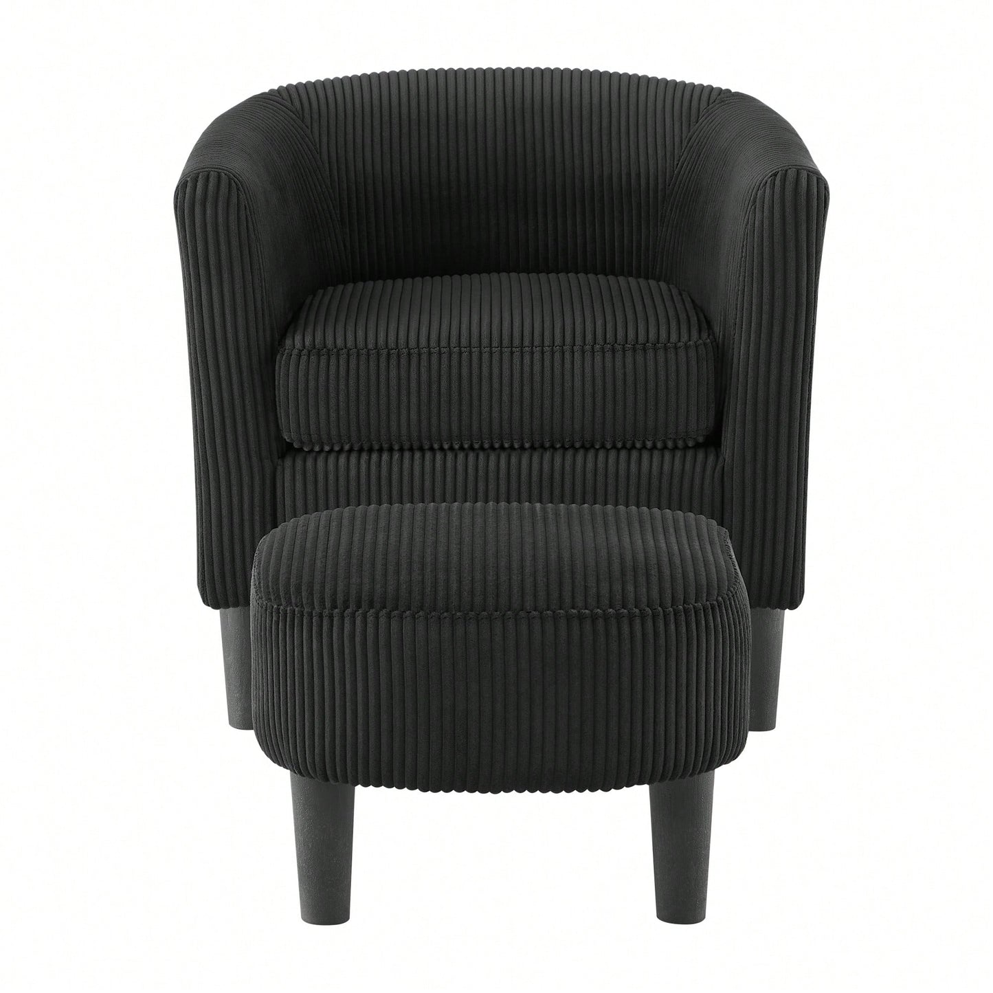 Stylish Upholstered Accent Chair With Ottoman - Cozy Corduroy Armchair For Living Room, Bedroom, And Office In White