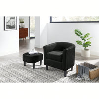 Stylish Upholstered Accent Chair With Ottoman - Cozy Corduroy Armchair For Living Room, Bedroom, And Office In White