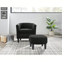 Stylish Upholstered Accent Chair With Ottoman - Cozy Corduroy Armchair For Living Room, Bedroom, And Office In White