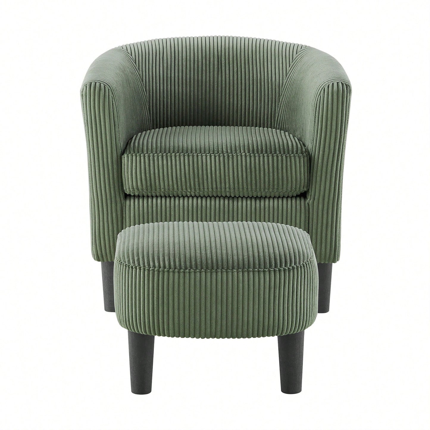 Stylish Upholstered Accent Chair With Ottoman - Cozy Corduroy Armchair For Living Room, Bedroom, And Office In White