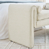 Large Beige Linen Fabric Bedroom Storage Stool With Ample Space - Versatile Seating For Bed End, Living Room, Or Entrance - 50.39 Inches