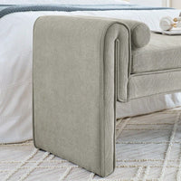 Large Beige Linen Fabric Bedroom Storage Stool With Ample Space - Versatile Seating For Bed End, Living Room, Or Entrance - 50.39 Inches