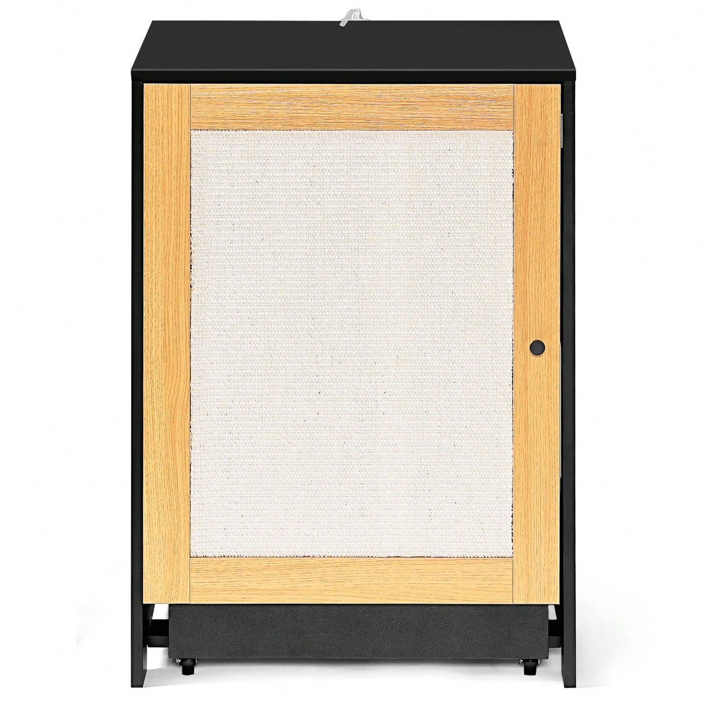 Stylish Cat Litter Box Enclosure And Hidden Washroom Furniture With Sisal Door - Black Kitty End Table And Litter Cabinet