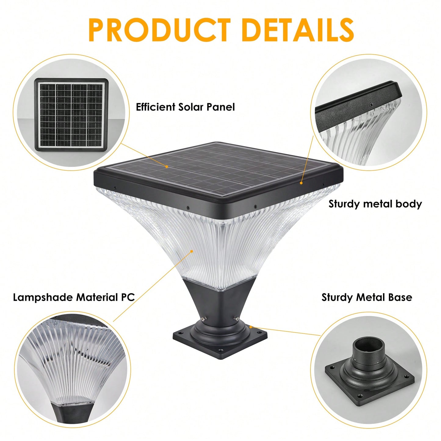 Solar Street Lamp Cap With Base - Durable Outdoor Lighting Solution For Friendly Illumination