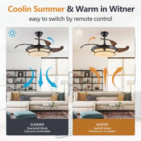 Sleek Retractable Ceiling Fan With LED Light - Modern Minimalist Design For Living Room, Bedroom & Dining Areas