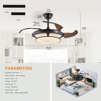 Sleek Retractable Ceiling Fan With LED Light - Modern Minimalist Design For Living Room, Bedroom & Dining Areas