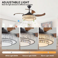 Modern LED Retractable Ceiling Fan With Remote Control - Quiet, Reversible Motor & 4 Blades For Kitchen, Bedroom, Dining Room, And Patio Use