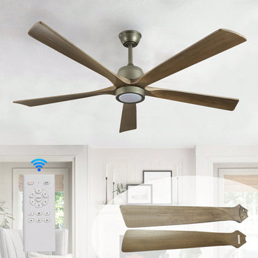 60-Inch Modern Wood Ceiling Fan With Light And Remote Control - 6-Speed Whisper-Quiet Reversible Motor For Kitchen, Dining, And Living Room
