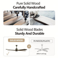 60-Inch Modern Wood Ceiling Fan With Light And Remote Control - 6-Speed Whisper-Quiet Reversible Motor For Kitchen, Dining, And Living Room