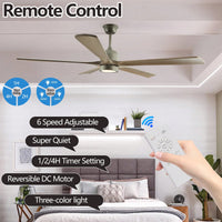 60-Inch Modern Wood Ceiling Fan With Light And Remote Control - 6-Speed Whisper-Quiet Reversible Motor For Kitchen, Dining, And Living Room