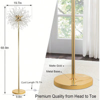 Elegant 69" Floor Lamp With 32 Crystal Fireworks For Bedroom And Living Room Decor – Modern Standing Light With Chrome Finish