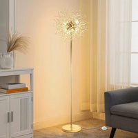 Elegant 69" Floor Lamp With 32 Crystal Fireworks For Bedroom And Living Room Decor – Modern Standing Light With Chrome Finish