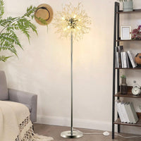 Elegant 69" Floor Lamp With 32 Crystal Fireworks For Bedroom And Living Room Decor – Modern Standing Light With Chrome Finish