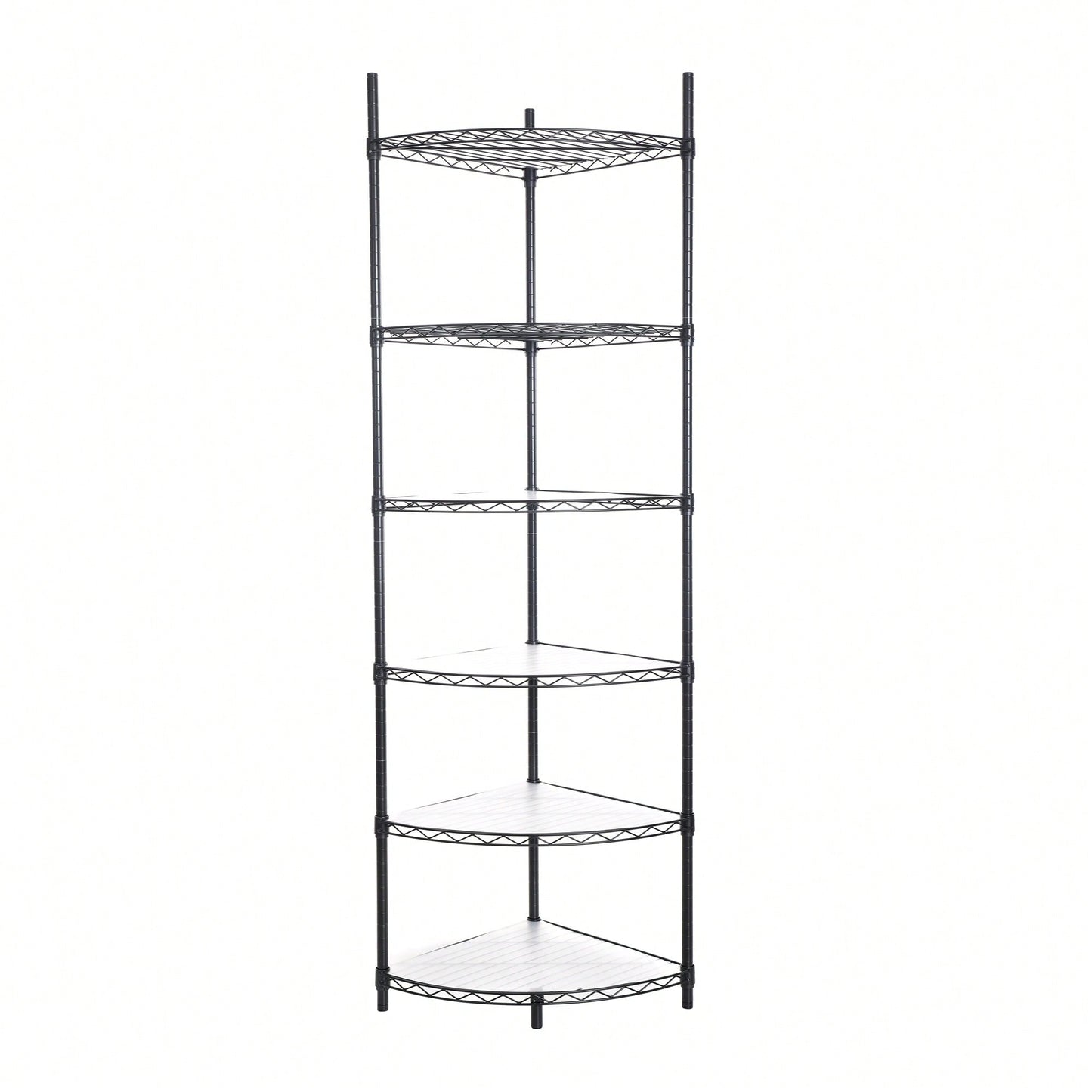 Heavy-Duty 6-Tier Corner Wire Shelf Rack with Chrome Finish for Bathroom Kitchen and Living Room Storage