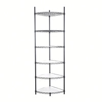 Heavy-Duty 6-Tier Corner Wire Shelf Rack with Chrome Finish for Bathroom Kitchen and Living Room Storage