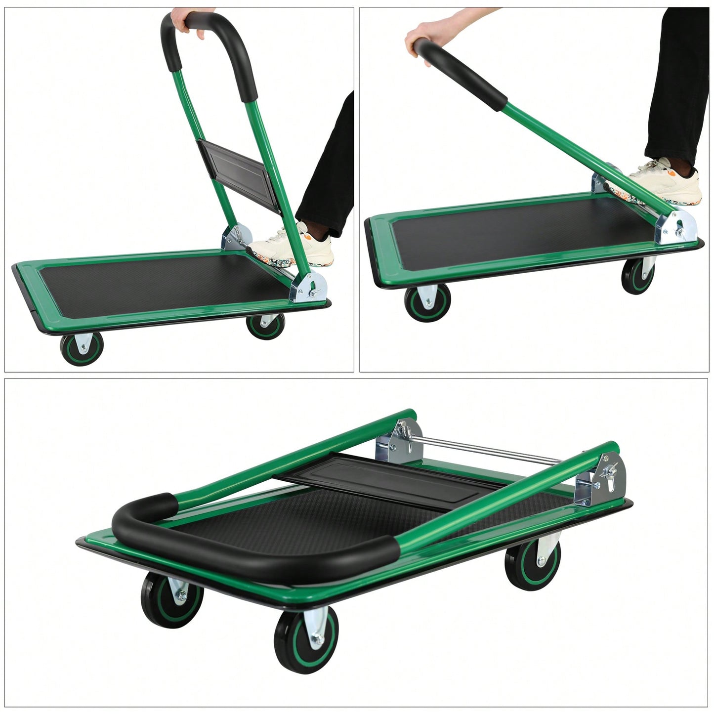 Versatile Foldable Push Cart Dolly With 360° Swivel Wheels - Heavy-Duty Moving Platform Hand Truck, 330lb Capacity, Easy Storage Solution