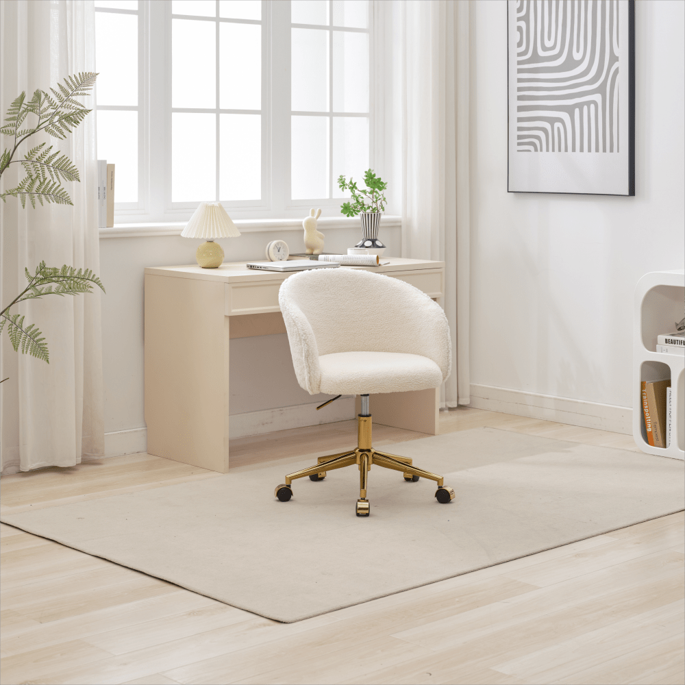 Modern Height Adjustable Golden Foot Office Armchair - Stylish Rotary Cosmetic Chair For Bedroom (Single Unit)