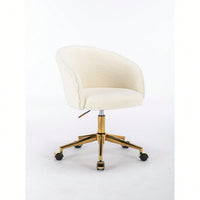Modern Height Adjustable Golden Foot Office Armchair - Stylish Rotary Cosmetic Chair For Bedroom (Single Unit)