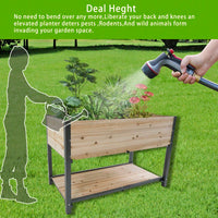 45-Inch Iron-Wood Raised Garden Beds With Storage Racks - Ideal For Gardens, Backyards, Terraces, And Balconies